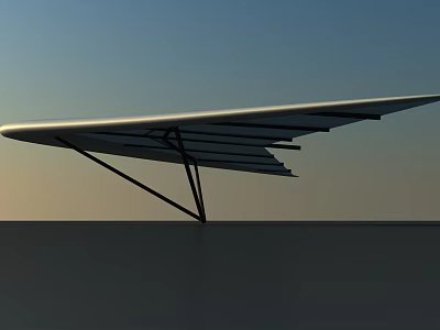 Modern Sleek Wing Like Structure With Black Support Against Sky And Ground 3d model