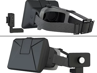 Black VR Headset With Adjustable Strap Ergonomic Design And Comfortable Fit Features 3d model