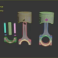 Metallic Engine Pistons And Connecting Rods Displayed On Reflective Surface