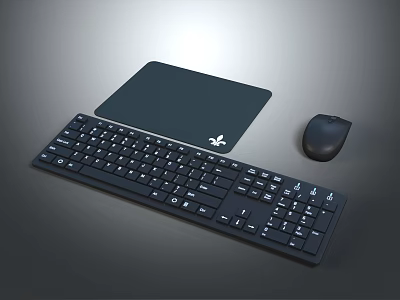 Essential Computer Accessories Keyboard Mouse And Mouse Pad Set For Office Use 3d model