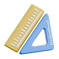 Yellow Ruler And Blue Triangle Ruler As Essential Measuring Stationery Tools