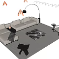 Modern Sectional Sofa Coffee Table Set With Fabric Upholstery Floor Lamp Accent Chair And Rug