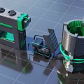 Futuristic Mechanical Structures With Tower Mobile Machine And Panel Units 3d model