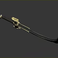 Decorative Scimitar With Golden Hilt Gemstone Accents And Black Patterned Blade