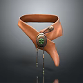 Brown Leather Choker With Green Stone Centerpiece And Decorative Tassels