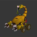Yellow Scorpion Robot Design With Mechanical Arm Claws And Wheels