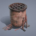Old Rusty Metal Stove With Legs And Grate For Home Daily Use