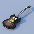 Vintage Electric Guitar With Sunburst Finish Black Body And Chrome Hardware