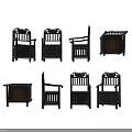 Traditional Wooden Single Chair With Carved Details And Multiple View Angles