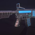 Futuristic Assault Rifle with Blue Glowing Strips and Modern Tactical Sci Fi Design