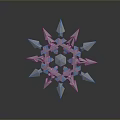 Transparent Geometric Crystal Structure With Spiked Polyhedral Design And Dark Background Reflection