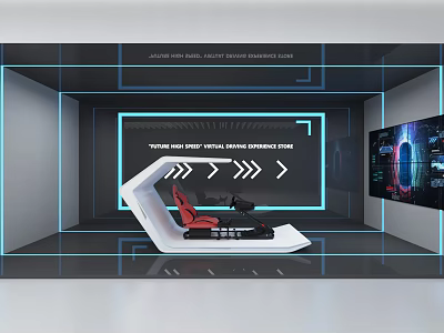 High Tech Virtual Reality Gaming Zone Featuring Interactive Displays And Comfortable Seating 3d model