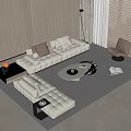 Sofa Coffee Table Combination Coffee Table Multi-person Sofa Leisure Chair Single Sofa 3d model