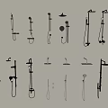 Various Shower Head Designs Featuring Handheld And Overhead Types In Black And Silver 3d model
