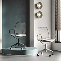 Modern Office Chairs with Mesh Backrest Armrests and Wheels in Minimalist Interior Design