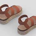 Brown Platform Sandals With Ankle Strap And Crisscross Woven Straps