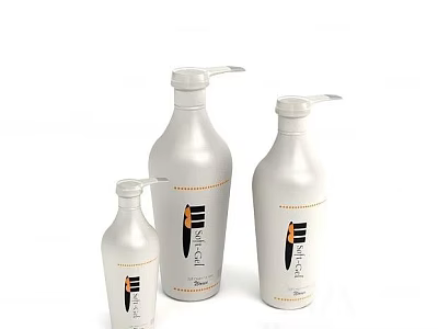 Perfume Cosmetic White Pump Bottles in Various Sizes with Brand Logo Design 3d model