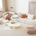 French Cream Style New Style Fabric Sofa Internet Famous Light Luxury Cat Fleece Simple Three-Four-Person Straight 3d model