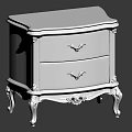 Classic Dark Wood Bedside Table With Two Drawers And Gold Carved Accents