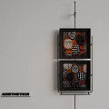 Aesthetic Oil Painting With Two Square Black Frames Circular Patterns And Light Wall Design 3d model