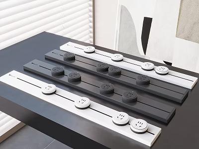 Modern Black And White Switch Panels With Buttons And Sockets Arranged On Table 3d model