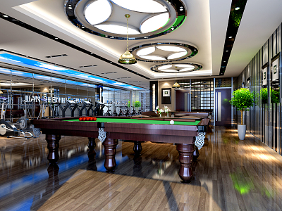 Modern Gym Billiards Fitness Room model