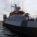 Missile Launcher Weapon System on Czech Military Ship Sailing Open Ocean Waters