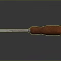 Screwdriver With Red Wooden Handle And Metal Shaft On Reflective Surface