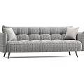 Modern Gray Textured Sofa With Throw Pillows And Black Legs Design 3d model