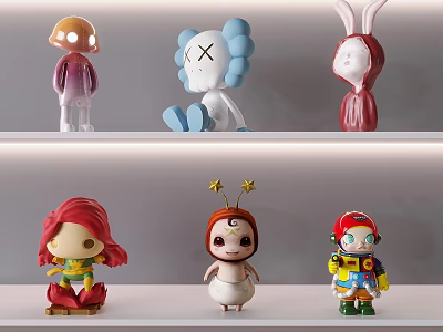 Vibrant Decorative Ornament Set with Cartoon Figurines Star Accents and Unique Shapes 3d model