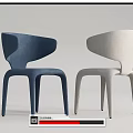 Modern Blue And Beige Leisure Chairs With Curved Backrest And Sleek Legs