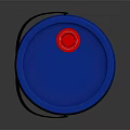 Blue Plastic Household Bucket With Red Lid Black Handle And White Label For Daily Use