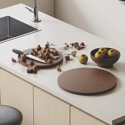 Wooden Cutting Boards And Knife On Kitchen Countertop 3d model Wooden Cutting Boards And Knife On Kitchen Countertop 3d model