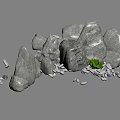 Natural Stone Arrangement With Small Pebbles And Green Succulent Plant