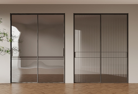 Modern sliding door Changhong glass 3d model