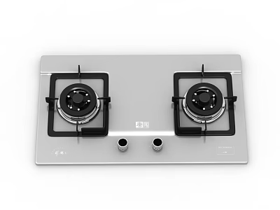 Stainless Steel Double Burner Gas Stove Kitchen Appliance For Home Cooking 3d model