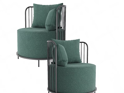 Green Fabric Single Sofa With Metal Frame And Cushions Modern Minimalist Design 3d model
