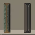 Modern Decorative Columns With Gold And Dark Frames Marble And Wooden Textures 3d model