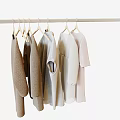 Casual Clothes Hanging On Metal Rod With Neutral Tones And Simple Design