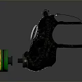 Tactical Black Military Gas Mask With Green Filter Canister As Protective Weapon Gear