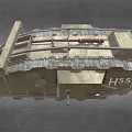 Historical Military Tank With 55H Marking Green Body Red White Stripes Turret And Cannon Details