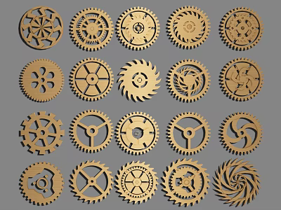 Hardware Tools Various Precision Metal Gears in Different Shapes and Sizes for Mechanical Work 3d model