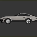 Vintage White Two Door Sports Car With Black Roof And Hood Vents