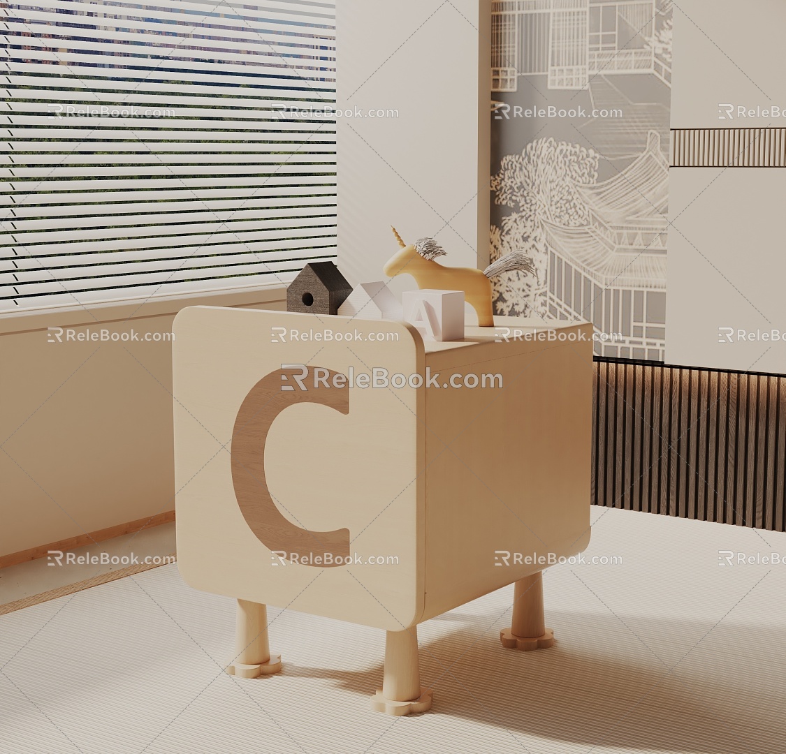 Modern Bedside Cabinet 3d model