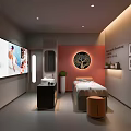 Luxurious SPA Sauna Interior With Massage Bed Decorative Paintings And Green Plant