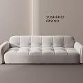 White Multi Seat Sofa With Tufted Design In Modern Minimalist Interior 3d model
