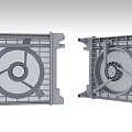 Automotive Parts With Dual Perspective Grid Structure And Circular Mechanical Components