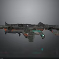 Futuristic Tactical Rifle With Camouflage Pattern Neon Red Green Lights Mechanical Structure And Modern Design