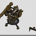 Vintage Brass Mechanical Industrial Equipment Surveying Instrument With Tripod Base And Accessory