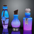 Unique Fantasy Style Decorative Bottles With Blue Purple Gradient And Leather Straps